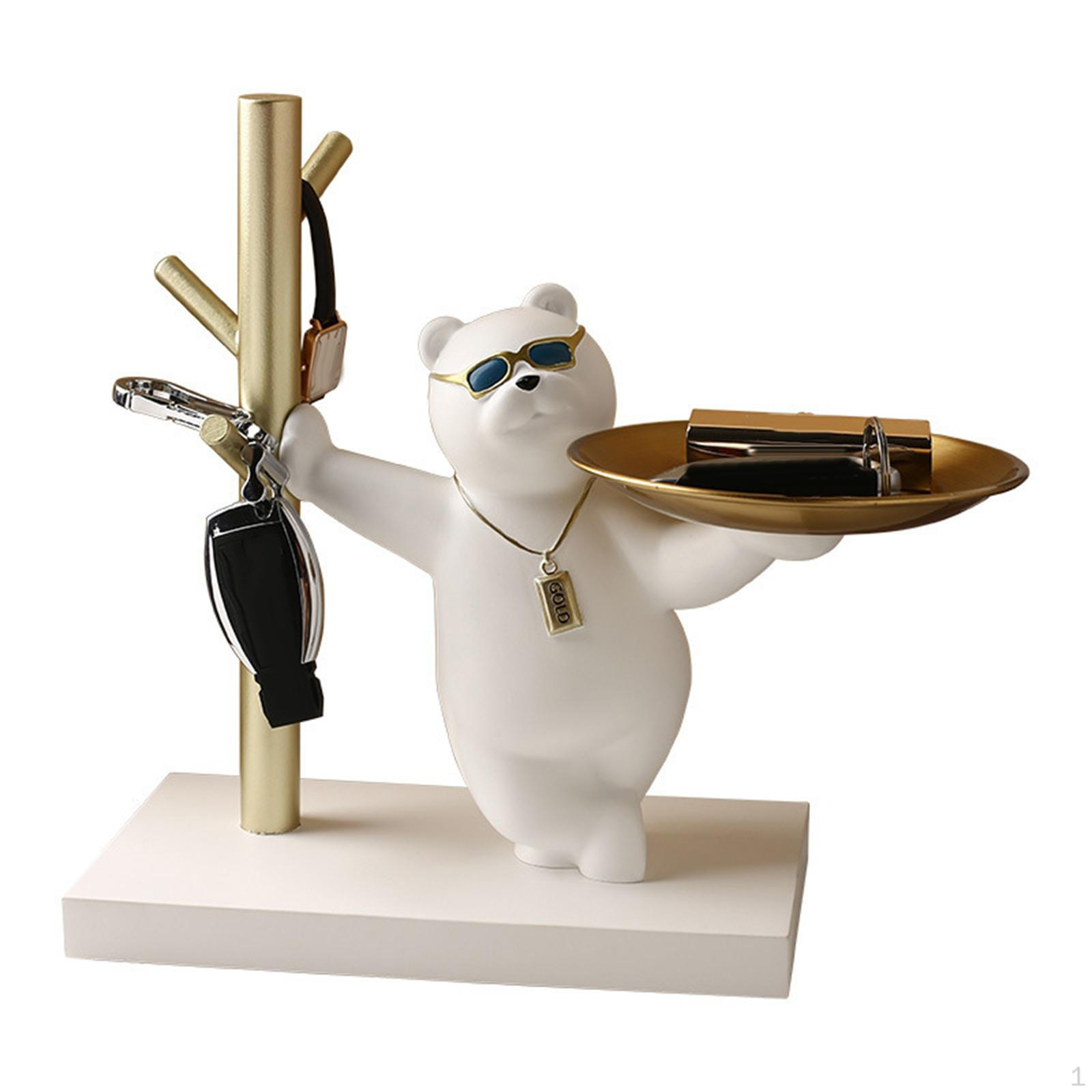

Bear Storage Tray Trinkets Polyresin Statue Resin Ornament Animal Sculpture for Dining