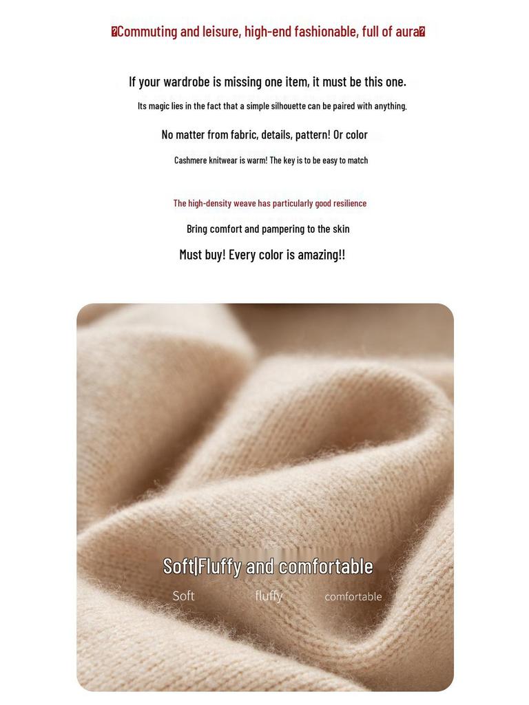 Versatile Cashmere Sweater: Women's Long Sleeve, Round Neck, Comfortable, Loose Fit, Solid Color, Lazy Knit for Autumn and Winter.