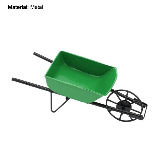 Cărucior de împingere pentru casă de păpuși Detalii înalte Decorare Mini roabă din metal Accesorii de grădină pentru zâne pentru recuzită