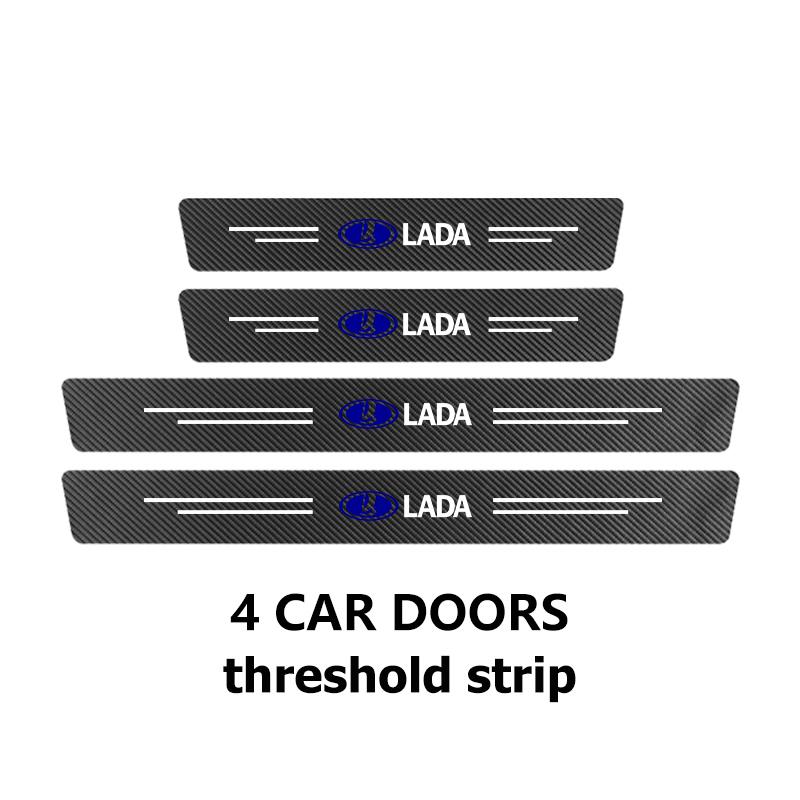 Carbon Fiber Car Door Threshold Protector Stickers Auto Interior Accessories For Lada Xray Sedan Sport Granta Priora Kalina