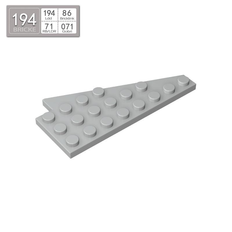 BRICKE 3933 Left Wing Wedge Plate 8x4 - LEGO-Compatible MOC Building Spare Part 50g (~18pcs) светло-серый