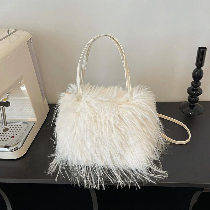 Furry Bags For Women's Fashion Women's Fur Tote Bags Y2K Handbag Versatile Designer Luxury Furry Bags Big Handbags Crossbody