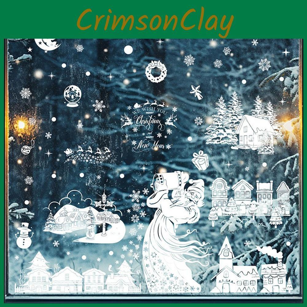 Christmas Tree Decor Pvc Stickers With Snowman Santa Snow House Christmas Decor