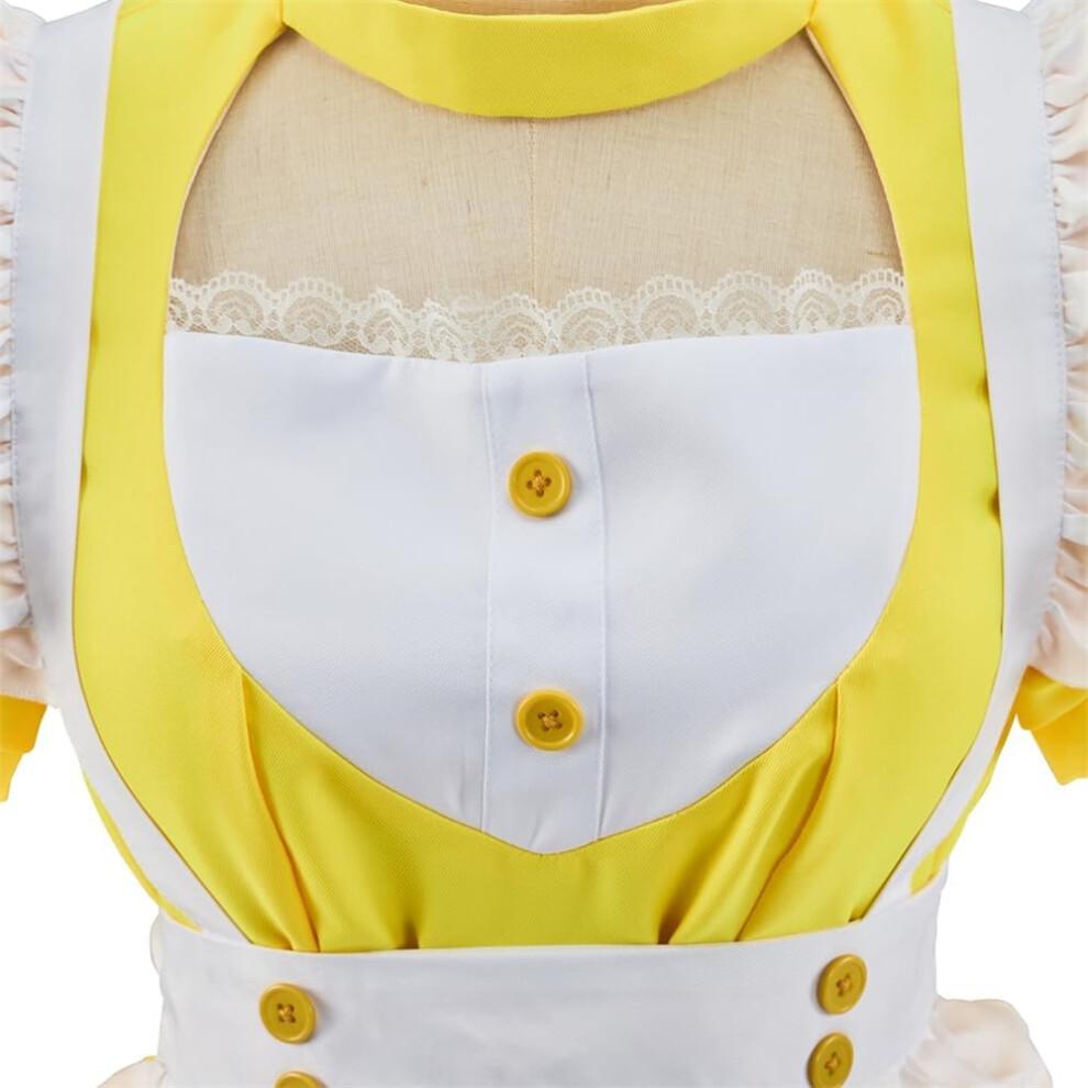 (Medium) Chica Cosplay Costume Women Yellow Maid Lolita Apron Sweet Cute Fancy Dress Halloween Outfit