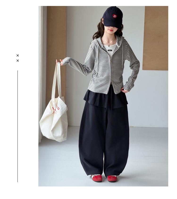 Mädchen Frühling/Herbst Faux Zweiteiler Hoodie und Weite Hosen Set - 2026 Neuer Stil für größere Kinder
