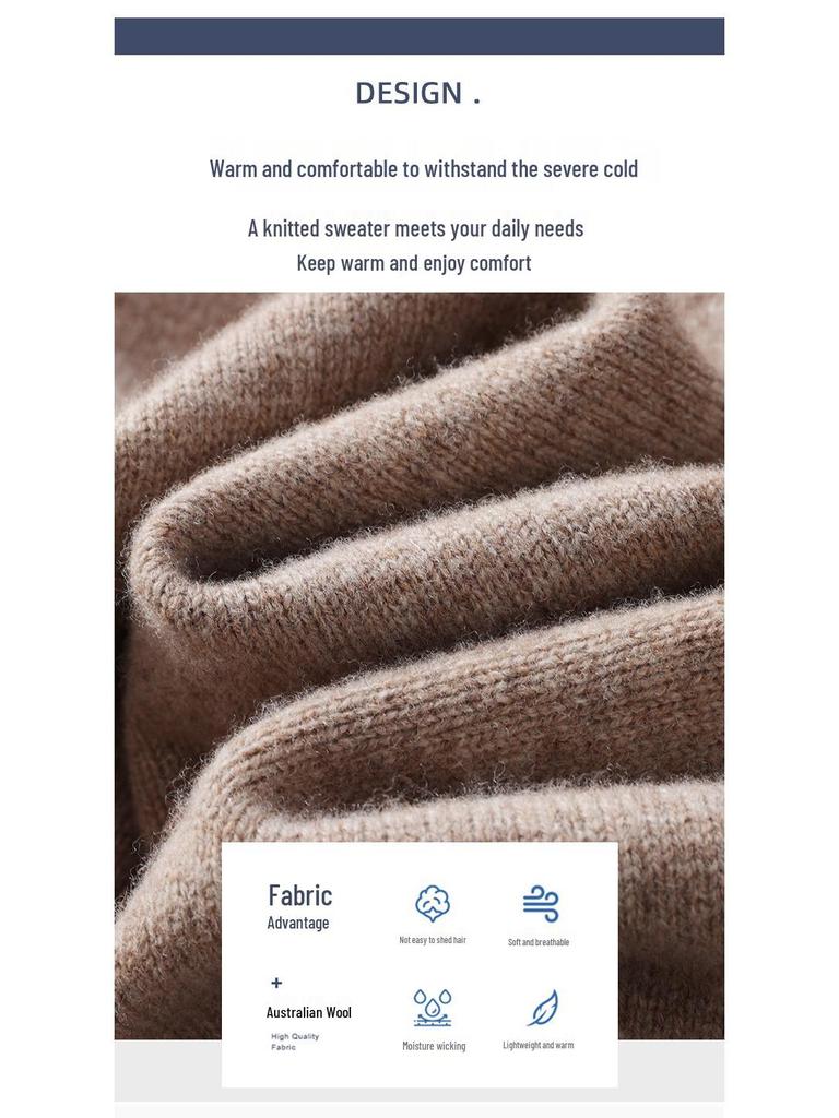 2025 Men's Pure Wool Half-High Neck Pullover Sweater - Warm Fashionable Knitwear for Young Adults