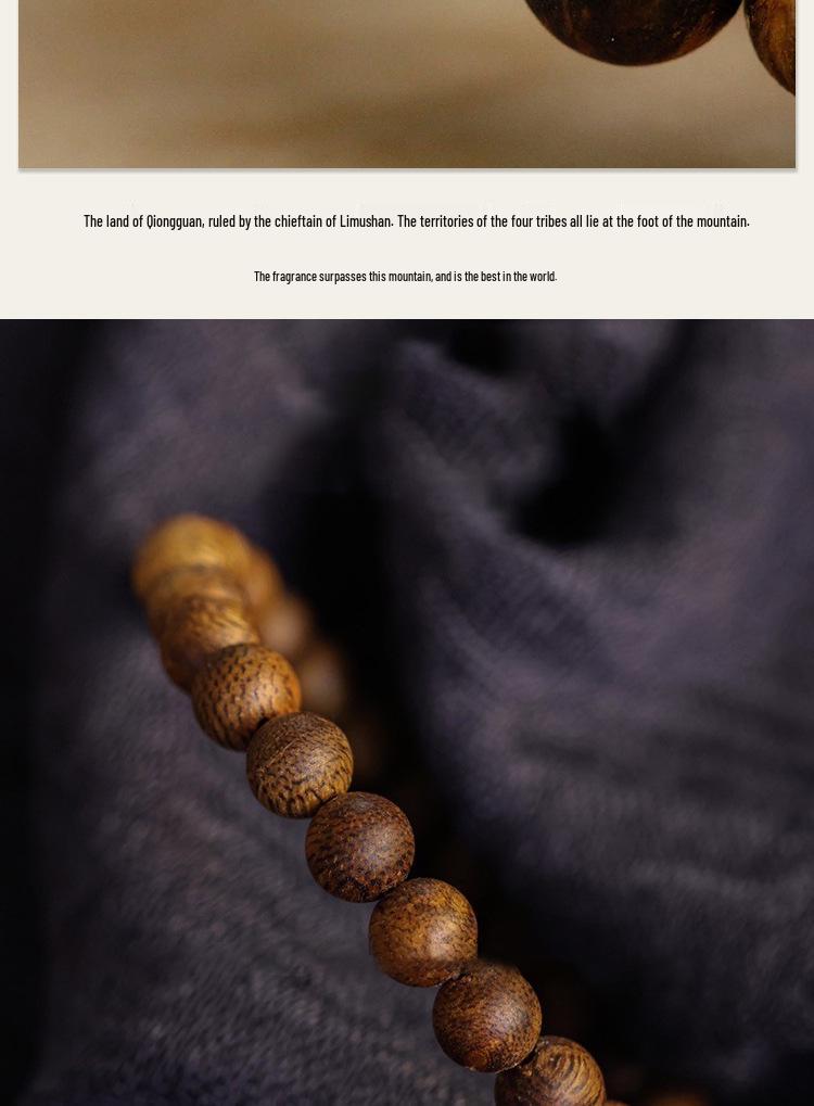 Hainan Green Qinan Agarwood Bracelet - Old Material Couple's Single Ring Buddhist Prayer Beads.