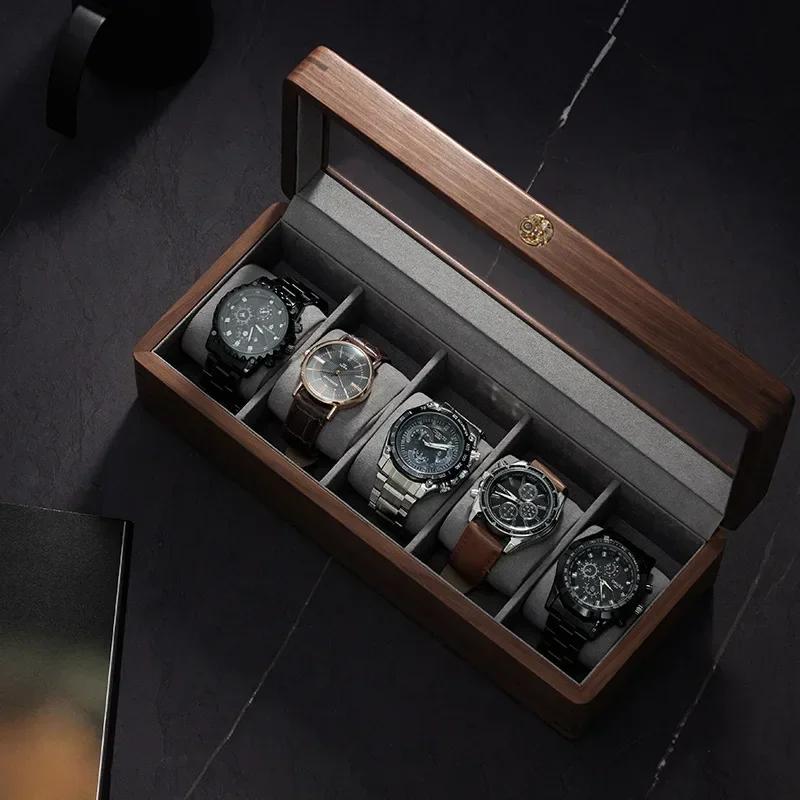 

Solid Wood Watch Storage Box Luxury Men Mechanical Wrist Watches Organizer Display Boxes Bracelet Watches Packaging Accessories