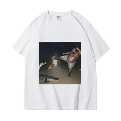 Mężczyzna Kopie Aligatora w Bagnie Śmieszny Wirusowy Mem Graficzne Koszulki Moda Vintage Krótki Rękaw T-shirt Unisex Casual Bawełniane T-shirty