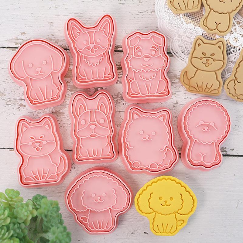 8PCS 3D Dog Bakeware Biscuit Mold DIY Cookie Tools Gift Cake Decorating Tool