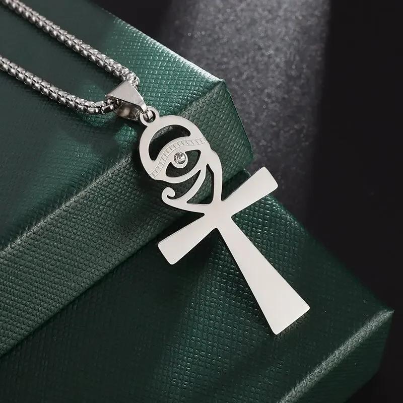 Ancient Egyptian Animal Totem Ankh Cross Pendant Necklace for Men Women Fashion Charm Lucky Riding Jewelry