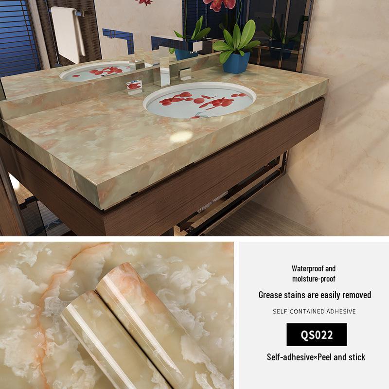 Waterproof, Oil-Proof Marble Self-Adhesive Wallpaper for Bathroom, Kitchen, Living Room, and Toilet Renovation.