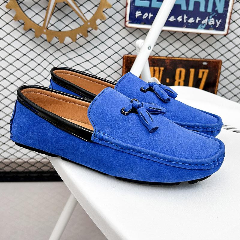 LZD Breathable Men's Suede Leather Fringed Feet Casual Small Leather Shoes Men