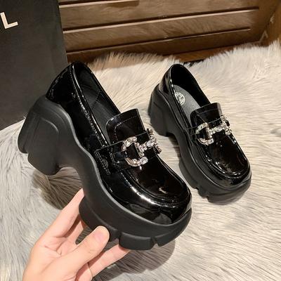 Damen Herbst Flachmund Einzelne Schuhe Innere Höhenerhöhung Damenschuhe Klein Mode Vielseitige Muffin-Schuhe
