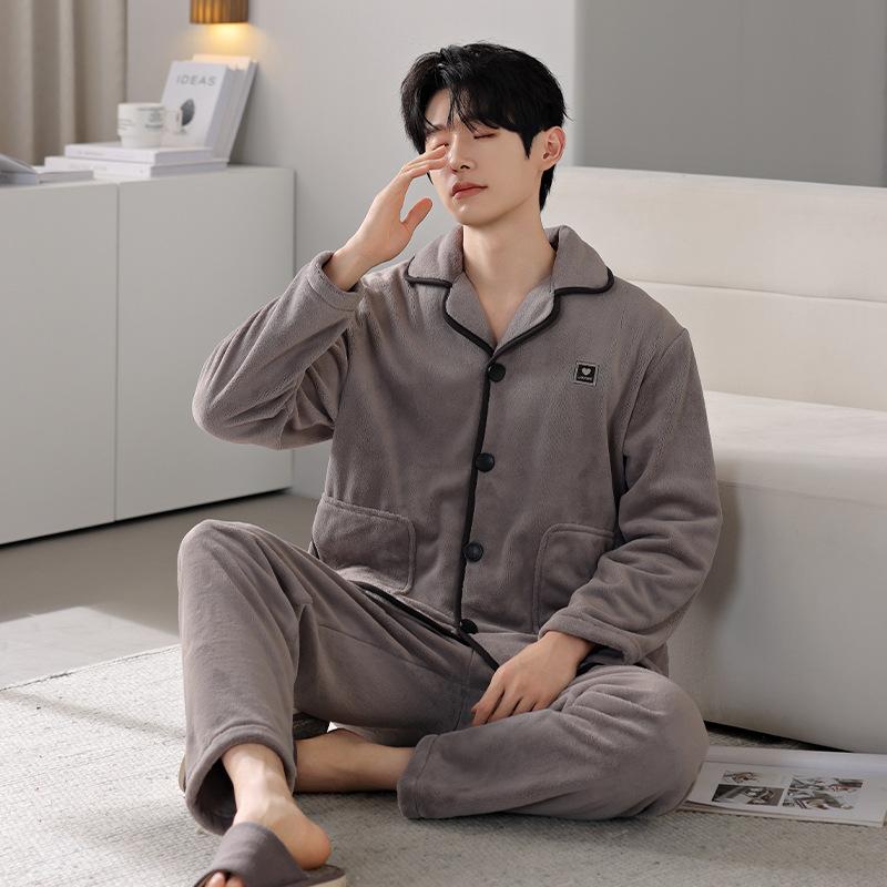 

Фланелевая пижама мужская осенне-зимняя домашняя одежда коралловый флис зимний утепленный флис термокостюм 3XL