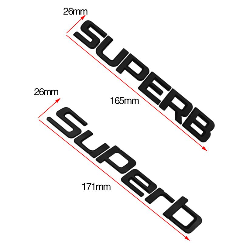 JIYQ3 Car Emblem Metal Badge Logo Body Decals Sticker For Skoda Superb Glossy Black Matte Black Auto Accessories