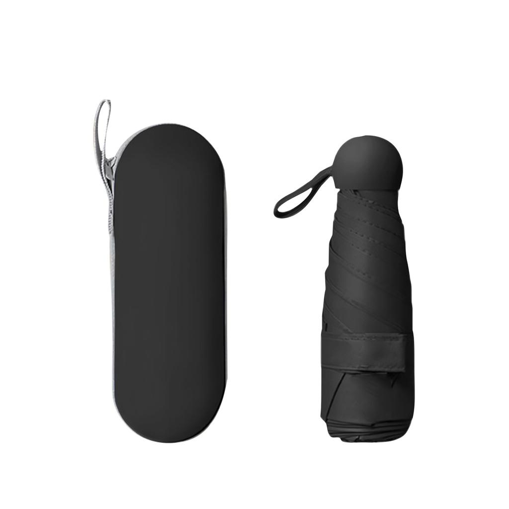 Portable Fold Umbrella, Sunny And Rainy Umbrella, Sun Umbrella, Black Plastic Folding Capsule Umbrella