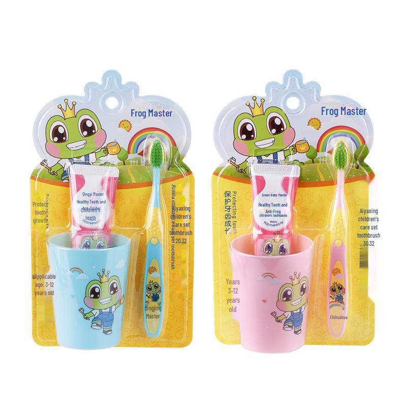 Zestaw szczoteczki do zębów i pasty do zębów Frog Prince Love Star Baby - podwójna ochrona i ochrona przed próchnicą z ultramiękkim włosiem