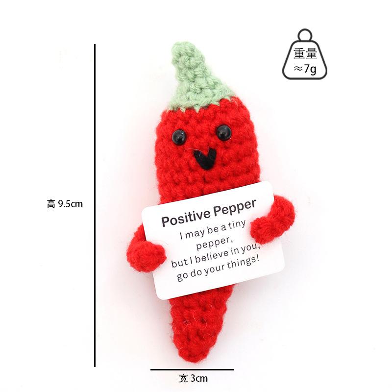 Hand-Woven Positive Energy Potato Funny Vegetables And Fruits Emotion Expression Pendant Pocket Hug Knitting Ornaments With Card