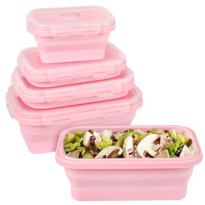 Silikon-Lebensmittelbehälter mit Deckel, zusammenklappbare Silikon-Lunchbox, Bento-Boxen, Mahlzeitenvorbereitungsbehälter für die Küche, BPA-frei