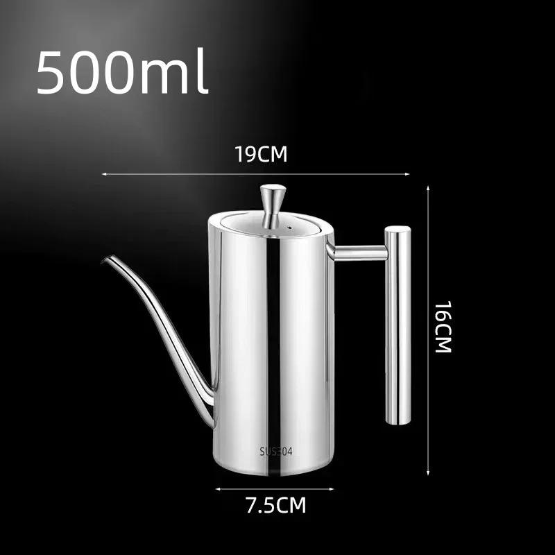 500/700ml Oil Pot 304 Stainless Steel Dustproof Leak Proof Vinegar Olive Oil Bottle Storage Container Home Kitchen Utensils