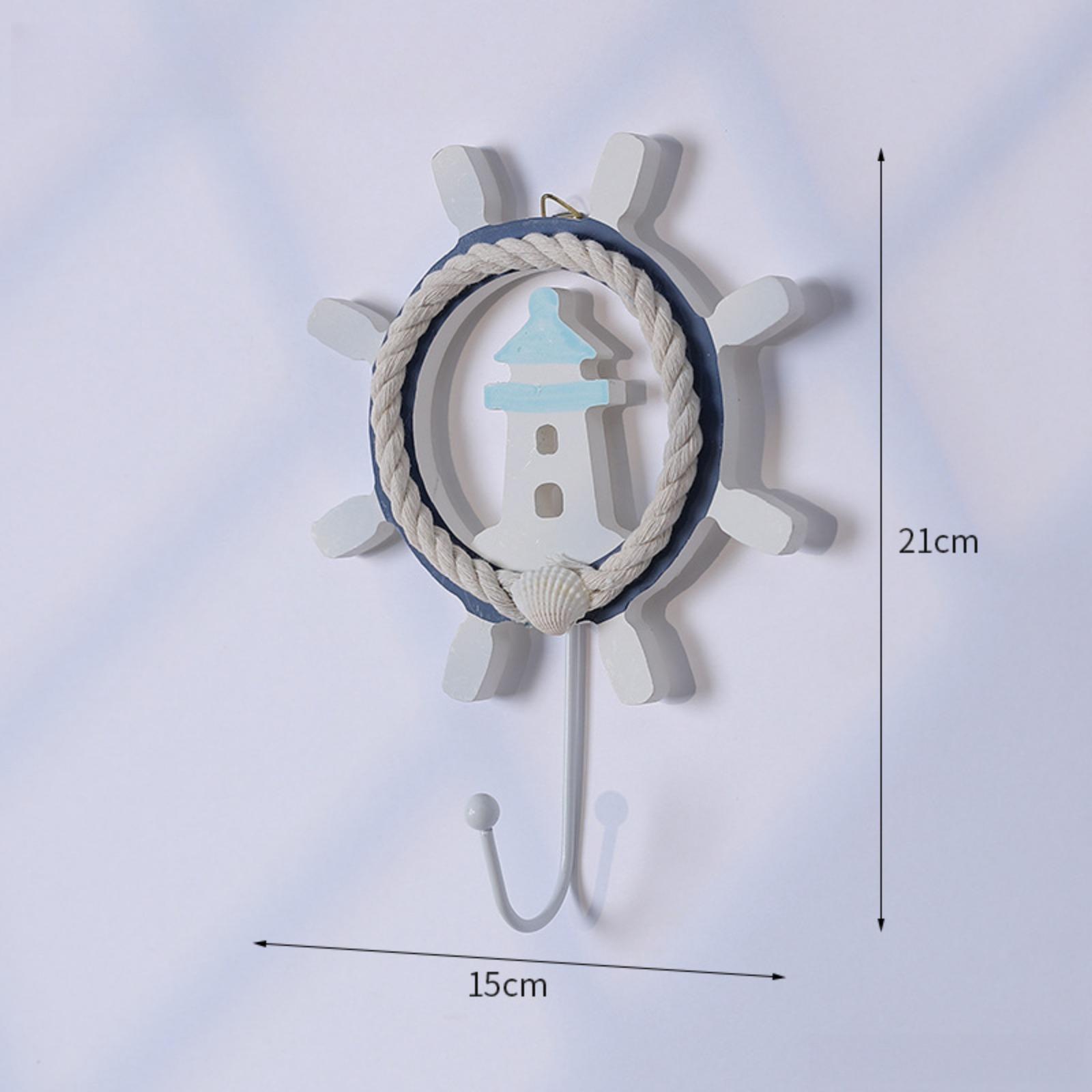

Морской декор ручной работы, деревенский полностью белый декоративный штурвал корабля с морской звездой и крючком Style 3