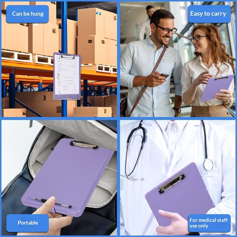 Plastic Storage Clipboard With Metal Clip And Pen Holder For Office School Nurses Field Work
