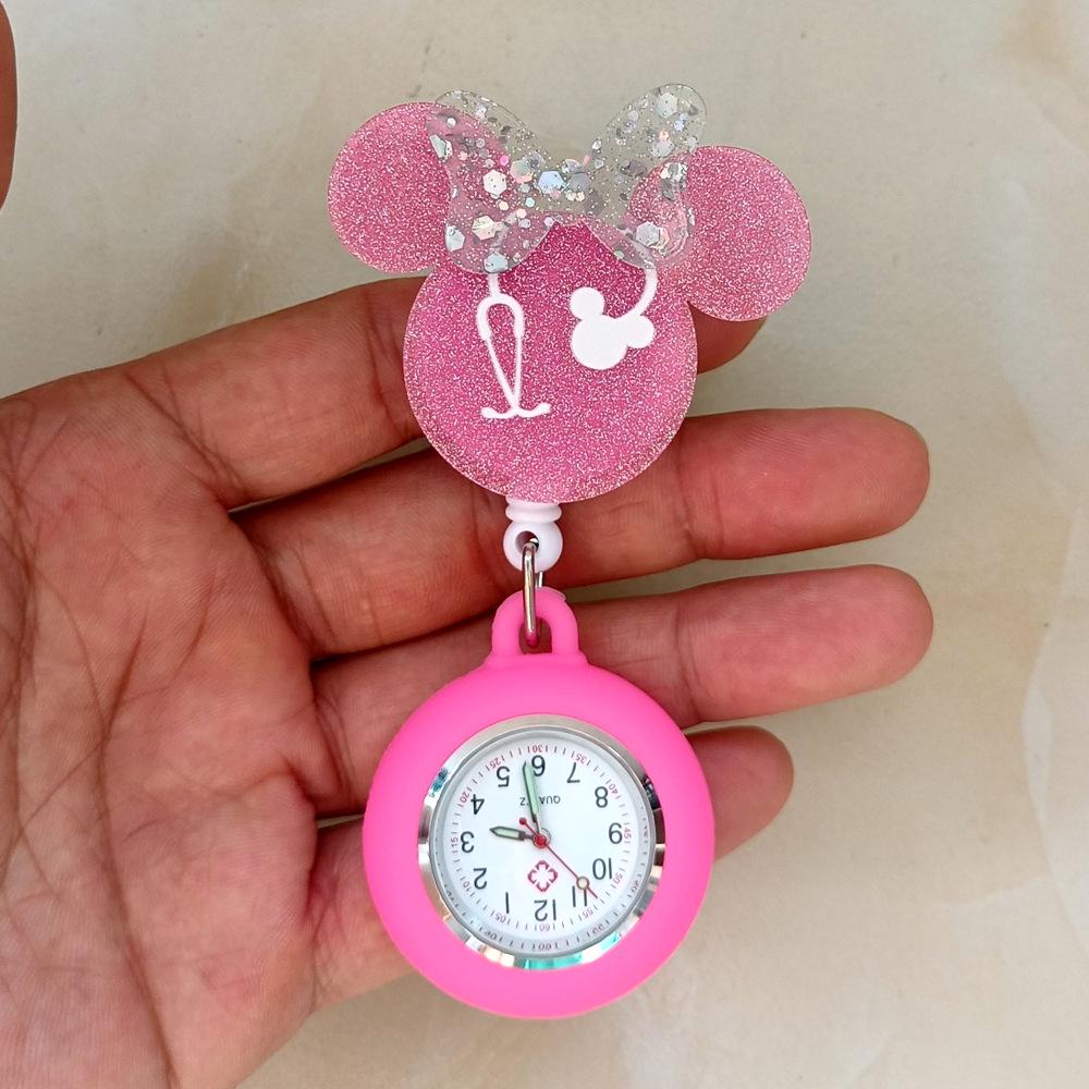 Shiny Cartoon Nurse & Doctor Badge Reel with Retractable PVC Pocket Watch Clip