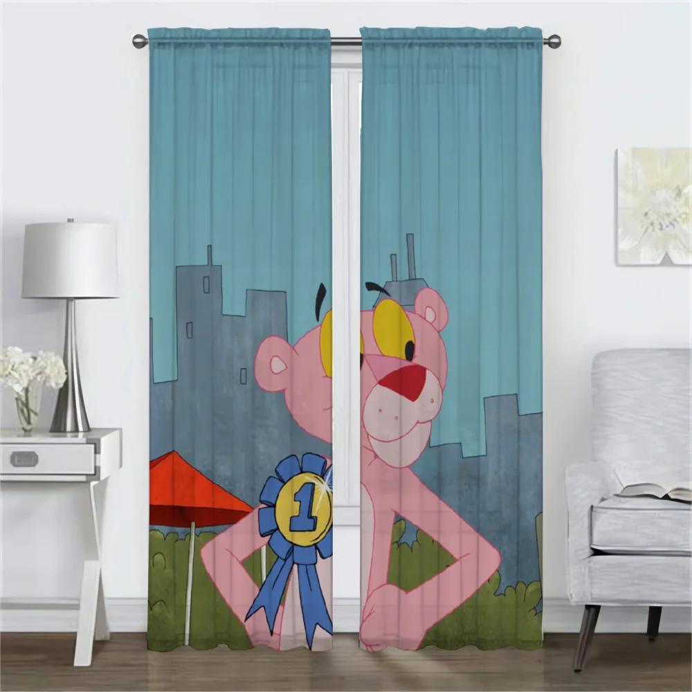 Pink Panther Elegant Room Curtains for Camera Partition Window Curtain for Room 2 Panel Halloween Decoration Shades Living Child