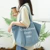 IELGY Japanese Retro Denim Handbag, Casual Printed Letter Shoulder Women's Bag