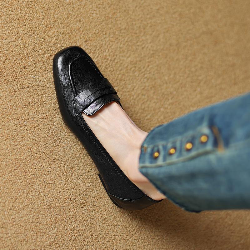 New shallow mouth one-pedal lazy single shoes women's flat loafers small leather shoes Doudou shoes