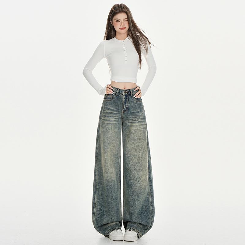 Spicy Girl Women's Autumn Street Style Straight-Leg Loose Slimming Wide-Leg Jeans