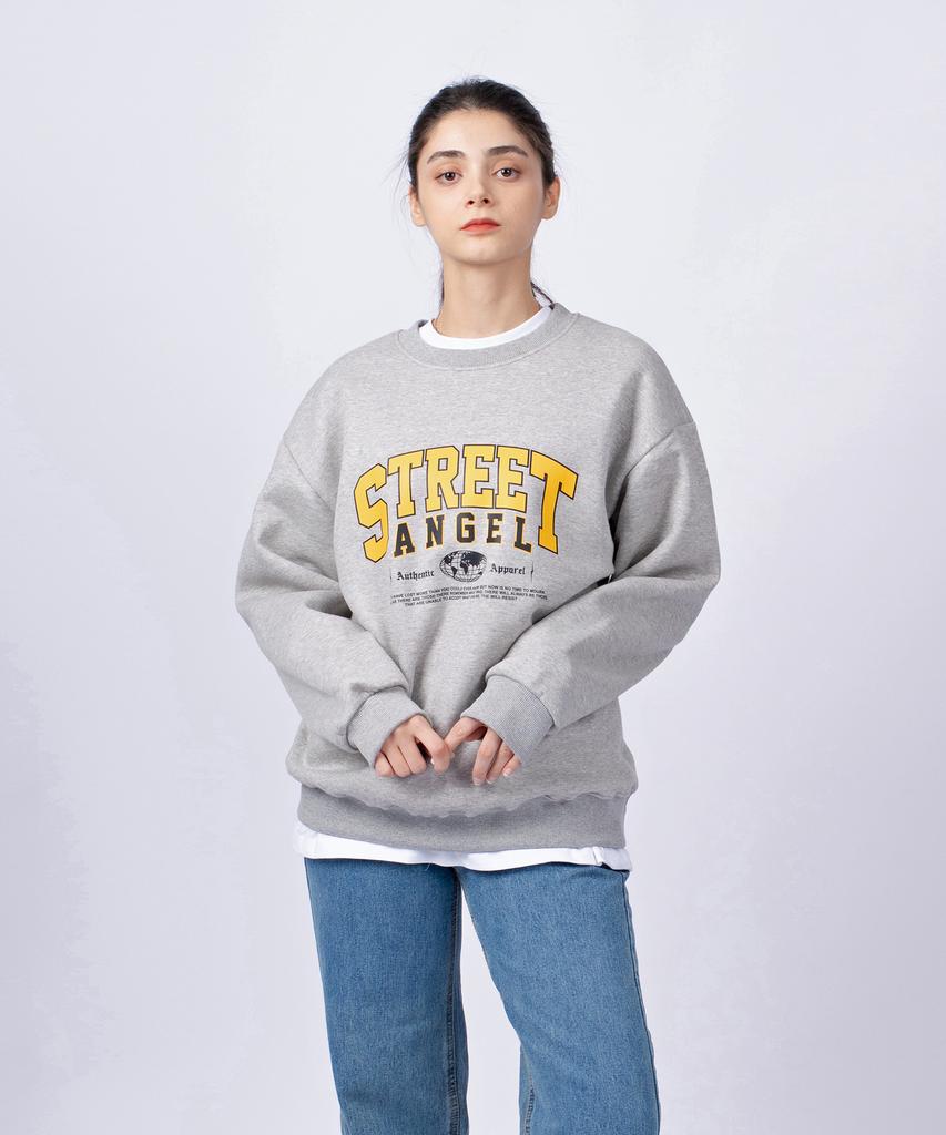 TI.GLAKE Street Angel Oversized Fleece-Lined Sweatshirt Gray