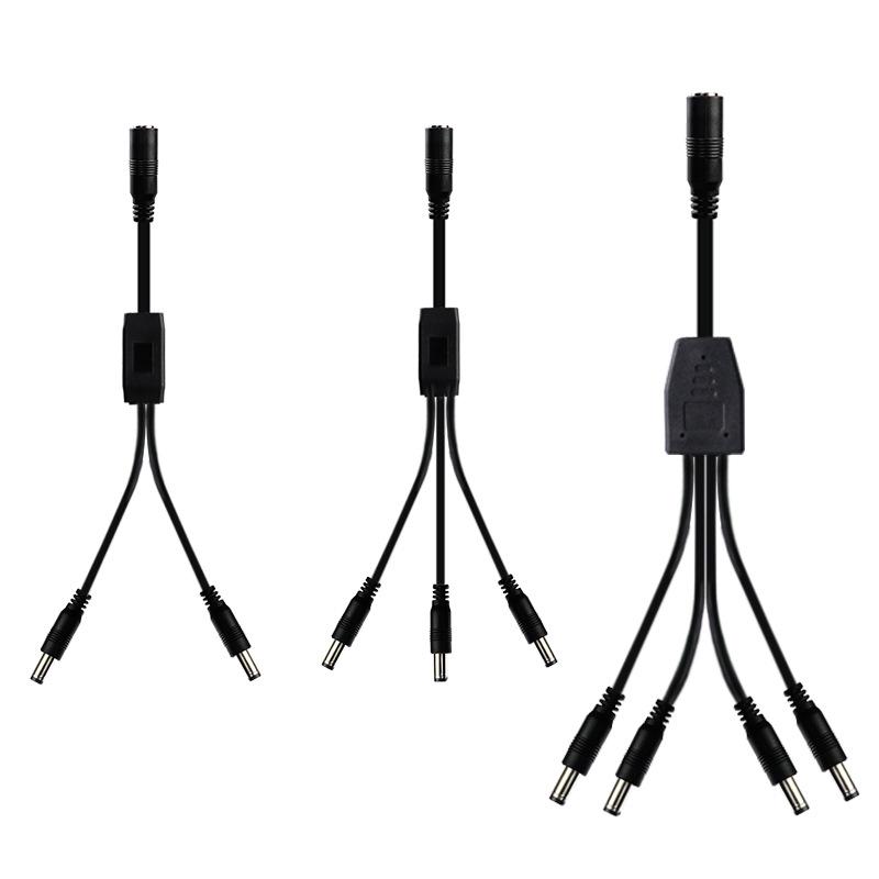 DC5.5 Female To 2/3/4 Male Monitor Power Cable 12V 5A Pure Copper for LED Light Strings