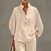 Bluse Leichte Baumwolle Set Knopfleiste Lässig Große Größen Oberteile Atmungsaktiv Ausgeh-Oberteile für Damen Kleidung für den Alltag Lounge Wear
