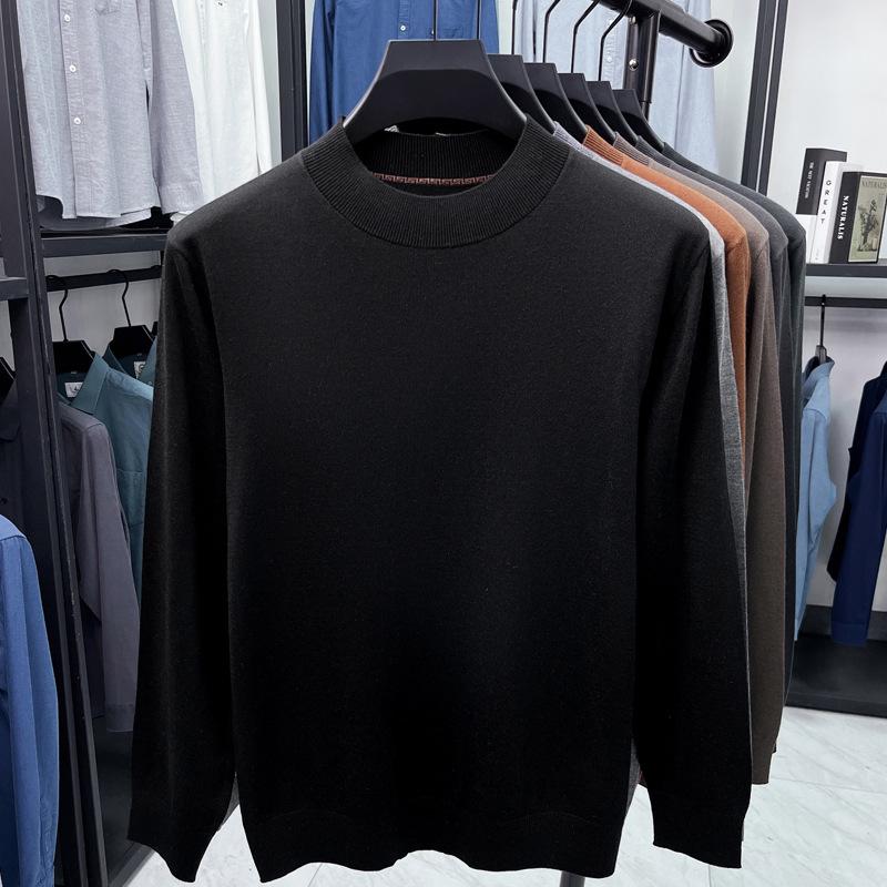

Men s Spring/Autumn Thin Half-Turtleneck Wool Sweater - Casual Solid Knit Base Layer Medium-Small