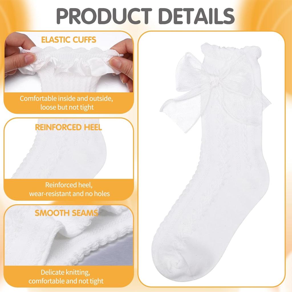 1/6 Pairs Lace Ruffle Crew Socks For Women,Cotton Cute Princess Ankle Dress Lace Socks For Women Girls