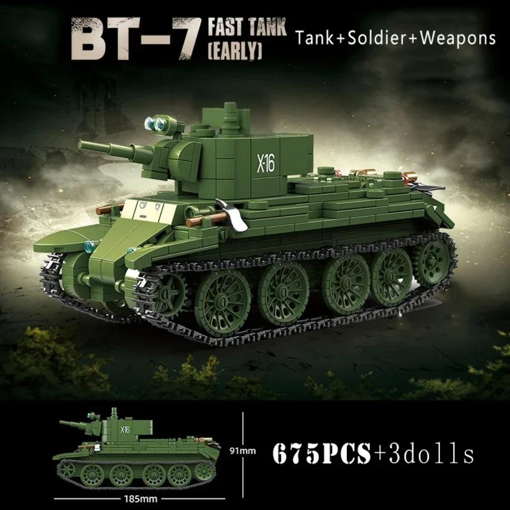 Carro armato leggero tedesco della Seconda Guerra Mondiale PZ.KPFW.38(T)Mattoncini da Costruzione Carro Armato Serie Militare WW2 Set Modello Mattoncini Giocattoli per Bambini Regali