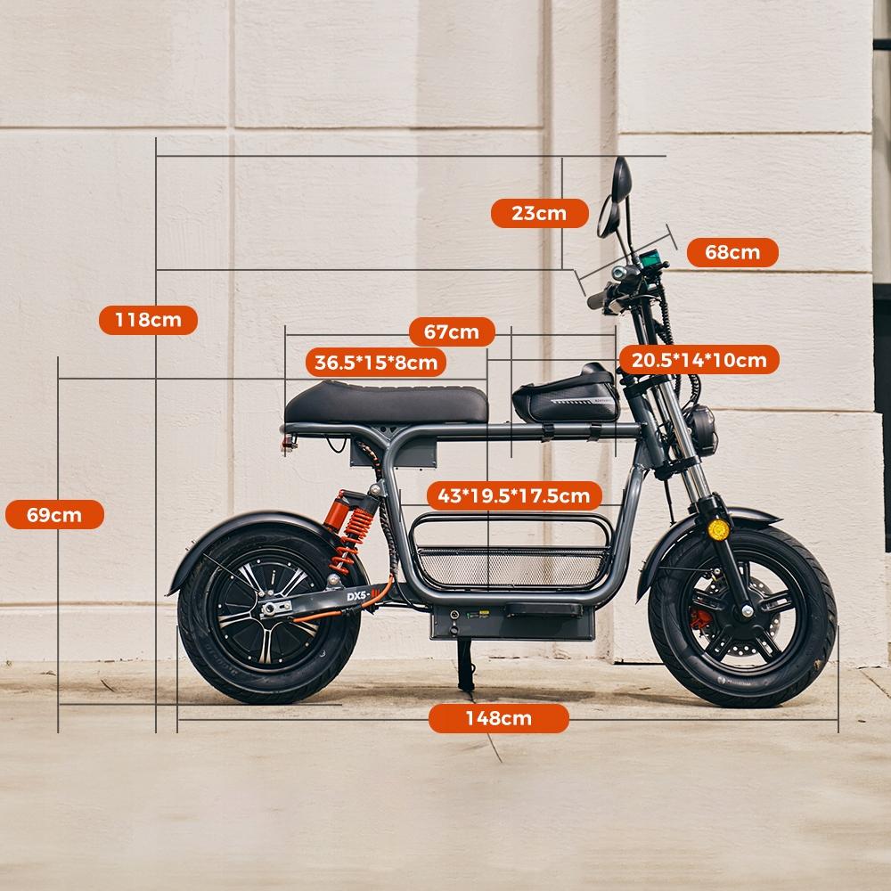 City Shopping 1500W Elektrofahrzeug DX5 für Erwachsene – 55 km/h, 72 km Reichweite, 15" Räder, 48V 15,6Ah Akku, NFC