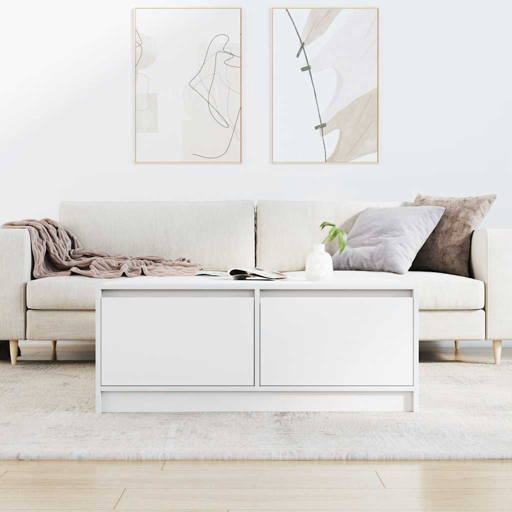 Coffee Table with Drawers White 100x100x40 Cm