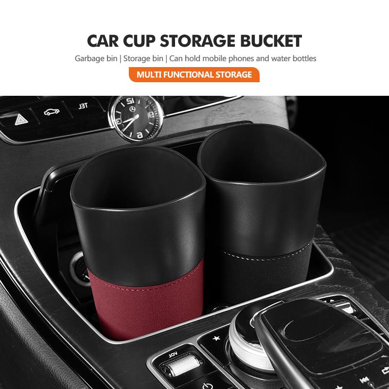 UNYDV1 For Volkswagen VW Car Cup Shaped Trash Can Tumbled Fur Auto Storage Container Tiguan MK1 Mk2 2016 2017 2018 2019 2020 2021