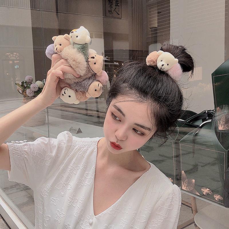 Cute Bear//Bunny Plush Hair Tie Girls Scrunchie Hair Ring Rope Hair Accessories