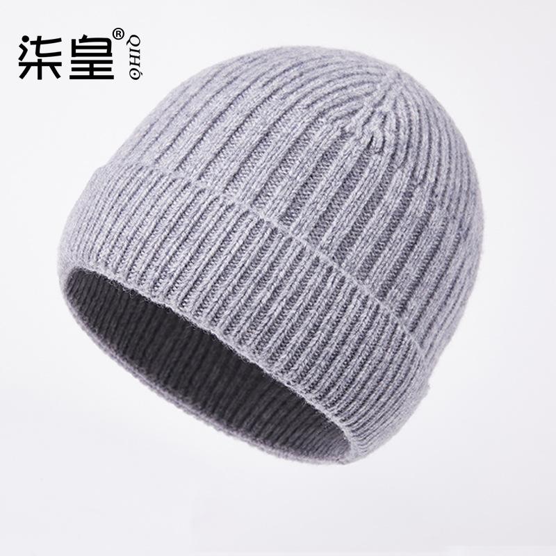 Men's pure wool knitted hat new jacquard wool hat autumn and winter windproof warm hat