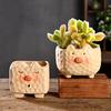 Ceramic Animal Plant Pot Cute Kitty Flowerpot with Drainage Hole Decorative Sheep Pig Planter for Succulents Home Room Office Desk Decor