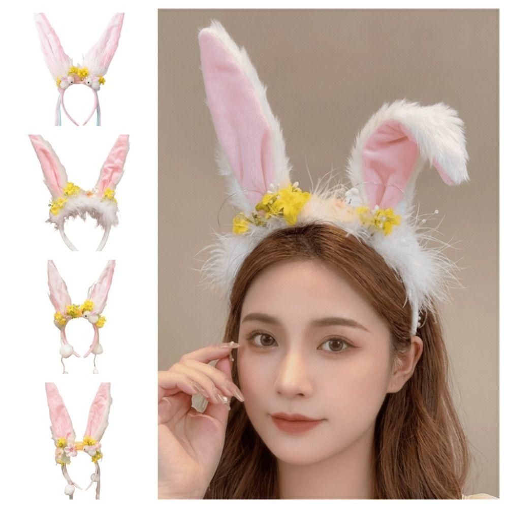 Tassel Mid-Autumn Festival Headband Flower Rabbit Ear Hair Ornament Cute Rabbit Hair Band Ladies
