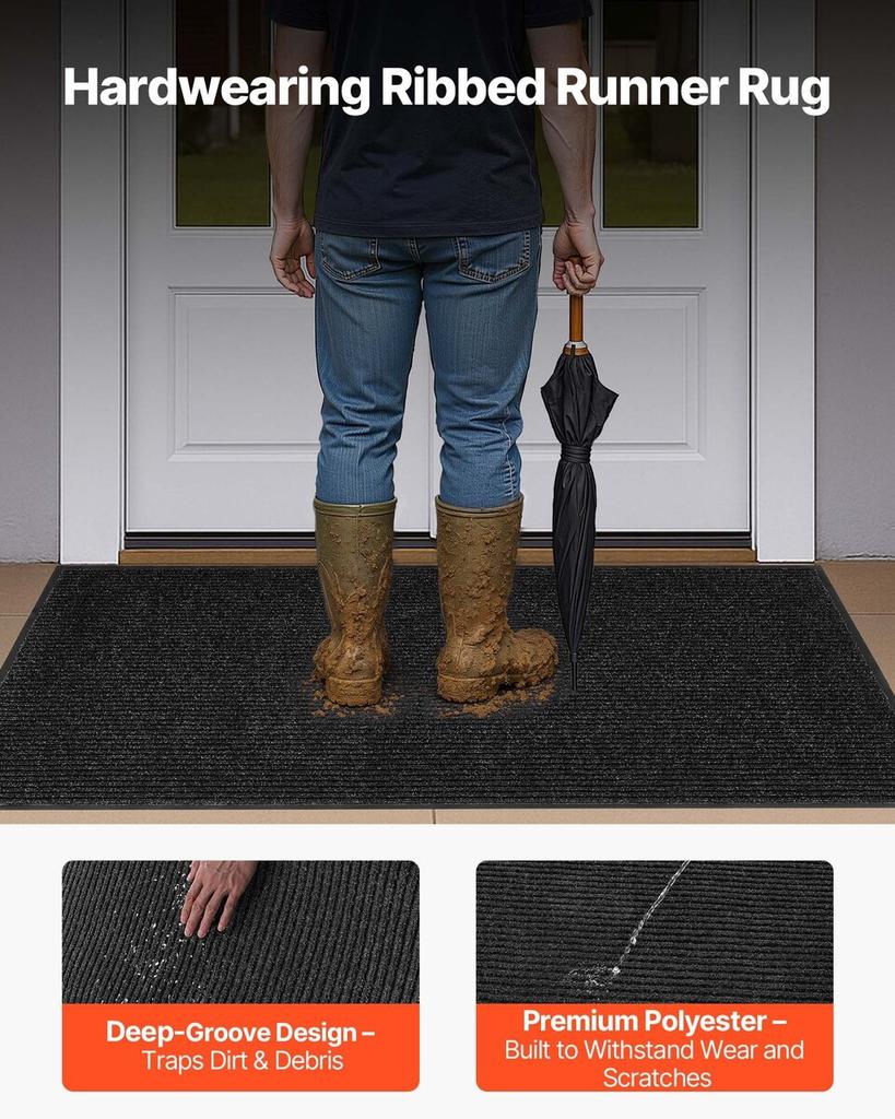 Front Door Mat, 1524 X 914 Mm Commercial Floor Mat for Indoor and Outdoor, Stylish Stripedd Industrial Carpet with PVC Backing, Heavy Duty Washable
