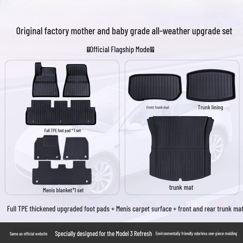 Tesla Model Y & 3 Custom TPE Floor Mats - Full Surround Car Carpets