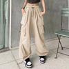 Dámské kalhoty Cargo Kalhoty Vysoký pas Oversized Multi Kapsy Rychleschnoucí Jednobarevná Stahovací šňůrka po celé délce Dámské hip-hopové streetwear kalhoty