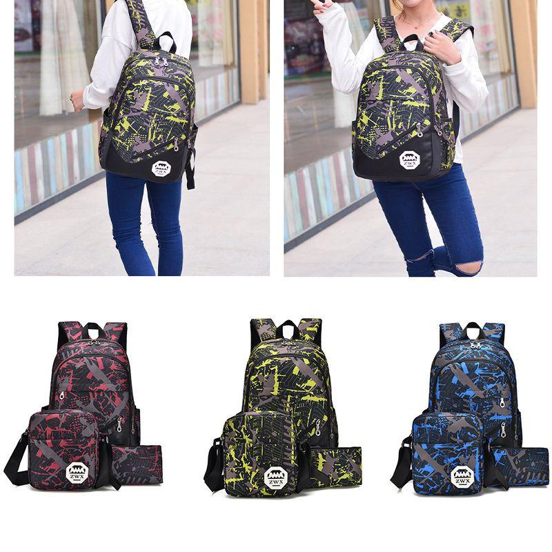Stylish And Waterproof Canvas Backpack Set With Usb Charging For Men And Women