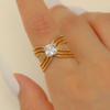 316L Stainless Steel Zircon Inlay Irregular Ring Premium sense niche for Women Retro Metal Open Rings Party Jewelry Gifts